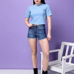 Bitterlime Round Neck Solid Cotton Crop Top-image-77