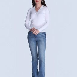 Orchid Blues Shirt Collar Long Sleeves Cotton Fitted Top-20