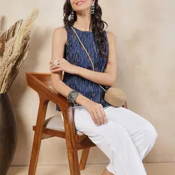 Anouk Abstract Printed Sleeveless Pure Cotton Top-image-26