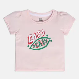 MINI KLUB Girls Typography Printed Round Neck Puff Sleeves Cotton Top-image-97