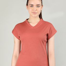 CHKOKKO V-Neck Extended Sleeves Cotton T-shirt-image-15