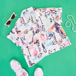 Pantaloons Junior Girls Conversational Printed Cotton Shirt Style Top-image-86