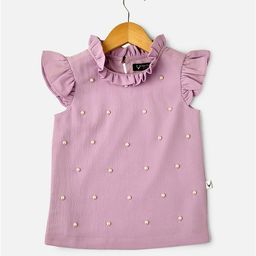 Allen Solly Junior Girls Embellished Cap Sleeves Pure Cotton Top-image-21