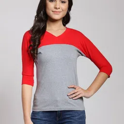 BAESD Colourblocked V-Neck Cotton Fitted Top-image-17