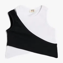 Koton Girls Round Neck Colourblocked Cotton Top-image-99