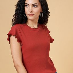 YU by Pantaloons Round Neck Ribbed Cotton Top-image-40