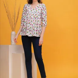 Vilgi Women Conversational Printed Organic Cotton Empire Top-image-33
