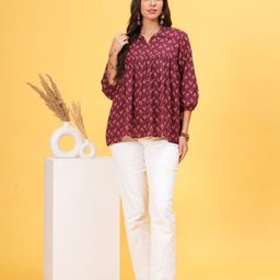 Vilgi Women Printed Shirt Collar Peplum Top-picture-19