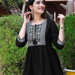 SUBHLAXMI FASHION Embroidered Sweetheart Neck Cotton Top-image-2