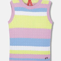 Blue Giraffe Girls Colourblocked Pure Cotton Fitted Top-picture-15