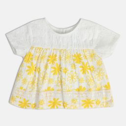 MINI KLUB Girls Floral Printed Short Sleeves Cotton Top-picture-16