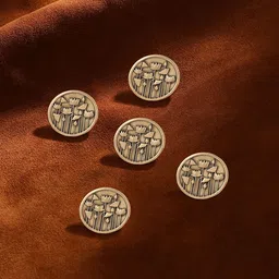 COSA NOSTRAA Set Of 5 Circular Daring Deer Textured Buttons-11