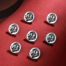 COSA NOSTRAA Set Of 7 Circular Daring Deer Textured Buttons-2