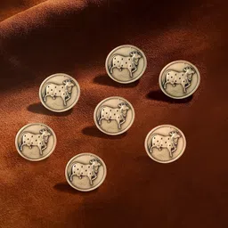 COSA NOSTRAA Set Of 7 Circular Daring Deer Textured Buttons-0