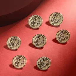COSA NOSTRAA Set of 5 Circular Daring Deer Textured Buttons-picture-32