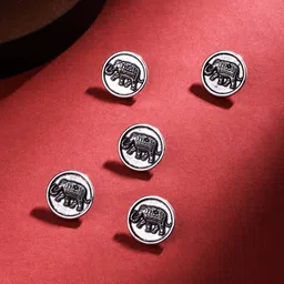 COSA NOSTRAA Set of 5 Circular Daring Deer Textured Buttons-29