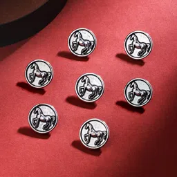 COSA NOSTRAA Set of 7 Circular Daring Deer Textured Buttons-4