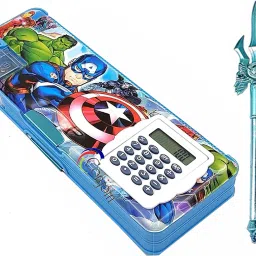 Super Compass Box with calculator and Sword Shape pen Art Plastic Pencil Box-3