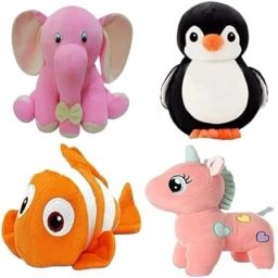 Combo of 4 Appu, Fish, Unicorn & Black Penguien Supper Soft Toy Teddy Bear- 30 cm-36