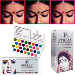 PERPAA Set of 16 Premium Velvet Multicolor Kumkum Bindi Flaps - Multicolored image 3
