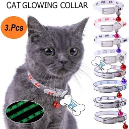 Cat Collar Cat Kitten Reflective Adjustable Collar with Bells Cat Radium Collar Cat Everyday Collar-image-6