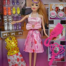 Doll Set Girls With Shine Slipper Doll Set/Earring/mirror/extra dress.-15