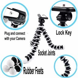 Ancestors Gorilla Tripod/Mini (13 Inch) Tripod for Mobile Phone with Phone Holder & Selfi Remote | Flexible Gorilla Stand for DSLR & Action Cameras (Gorilla Tripod |Remote | Camera clip Holder) Tripod, Monopod Kit image 4