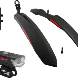 Bicycle Front & Rear Mudguard with Night Reflector With Cycler Rear Light(black) Full Length Front & Rear Fender-53
