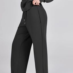 Women Solid Black Track Pants-image-12