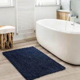 sashaa world Navy Solid Cotton 24x16 Inches Max Absorbant Bath Mat-picture-29