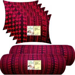 5 Cushion And 2 Microfibre Geometric Bolster Pack of 7-image-7