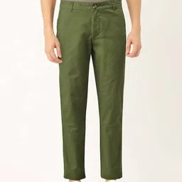 united colors of benetton Men Slim Fit Green Pure Cotton Trousers-picture-38
