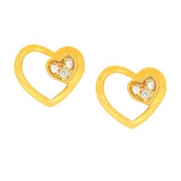 BHIMA 22K Hallmark 916 Purity Yellow Gold Stone Heart Stud-image-1