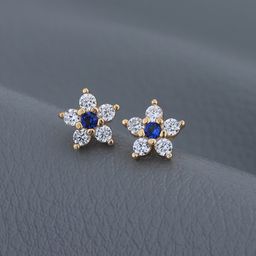 Carlton London 925 Sterling Silver 18KT Rose Gold-Plated CZ-Studded Floral Studs Earrings-4