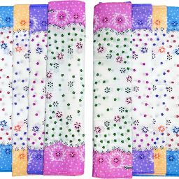 HouseOfCommon Premium Cotton Handkerchief 11*11 – Soft Prints for Women/Girl/Design Will Vary ["Multicolor"] Handkerchief-1