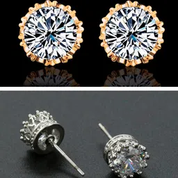 OOMPH Set of 2 Gold-Plated & White Circular Studs-18