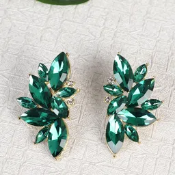 Shining Diva Fashion Green And Gold-Plated Crystals Studded Contemporary Studs-image-71