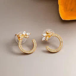 aadita Gold-Toned Geometric Half Hoop Earrings-63