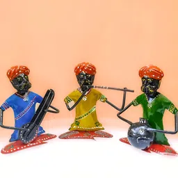 apka mart Blue & Yellow 3 Pieces Figurine Showpieces-image-26