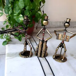 apka mart Gold Toned & Brown 3 Pieces Figurine Showpieces-image-82