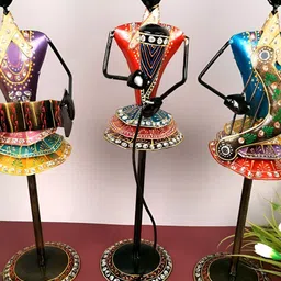 apka mart Blue & Purple 3 Pieces Figurine Showpieces-image-23