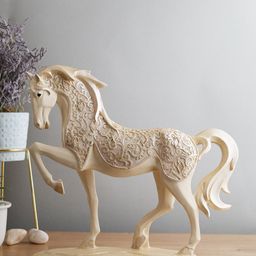CraftVatika Cream-Coloured HorseWith Uplifted Legs Standing Showpiece-image-5