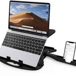 RRAS Adjustable Laptop Stand with Mobile Holder – Foldable, Portable & Lightweight Adjustable Laptop Stand– Foldable, Portable & Lightweight for Laptops Plastic Desk Stand Rotatable Laptop Stand with Adjustable Height Compatible with Universal Laptops-37