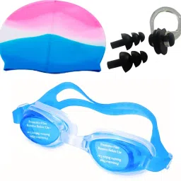 Swimming Goggle + Cap + Ear Nose Plug Combo - Swim Glass Head Hair Protection Swimming Kit-image-21