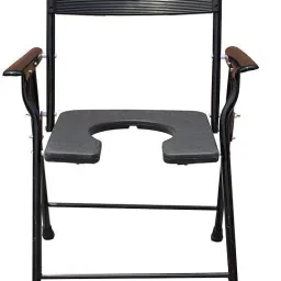 Foldable Commode & Showert Chairs For Adults (Black) Commode Chair-image-18