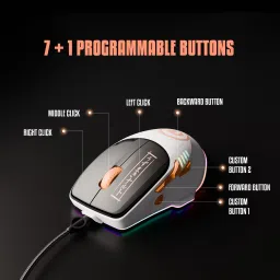 Kreo X Naruto Hawk Gaming Mouse 8 Programmable Buttons & RGB Lighting Pixart Sensor Wired Ergonomic Optical Gaming Mouse image 3