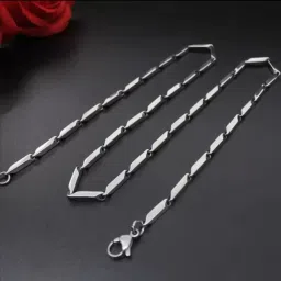 Silver Jewellery Chain Stylish Design Pack of 1 Sterling Silver Plated Silver Chain-image-4