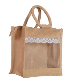 Gift Hamper Bag with Front Transparent window Grocery Bag-image-43