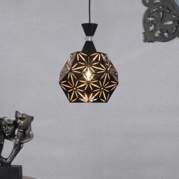 Flovira Black and Gold Iron Hanging Light | E27 holder | without Bulb | Eliante by Jainsons Lights-picture-1