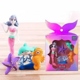 amb Mermaid character Erasers for Kids (Random Design, Random Color) (Pack of 1 Box with 5 Eraser's) Non-Toxic Eraser Non-Toxic Eraser image 4